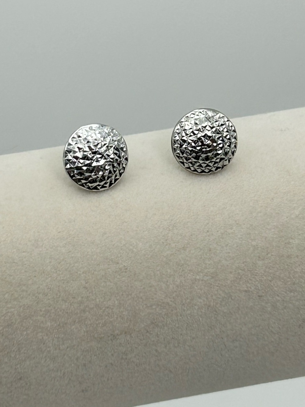 Sterling Silver Textured Dome Stud Earrings .5" Stamped 925 No Backs